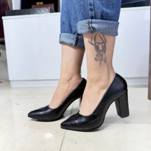 کفش پاشنه دار چرم طبیعی زنانه کد 2025