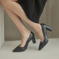 کفش پاشنه دار چرم طبیعی زنانه کد 2025