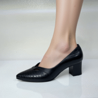 کفش پاشنه دار چرم طبیعی زنانه کد 6061