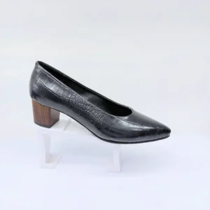 کفش پاشنه دار چرم طبیعی زنانه مدل کروکو پاشنه چوب