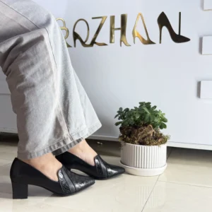 کفش پاشنه دار چرم طبیعی زنانه کد 7077