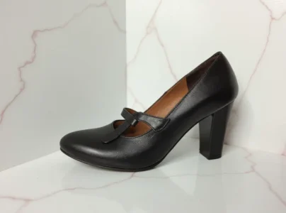 کفش پاشنه دار چرم طبیعی زنانه کد 9001